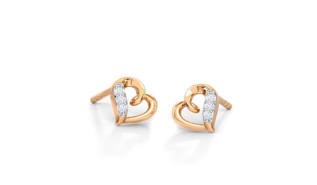 gold earring studded with American Diamonds