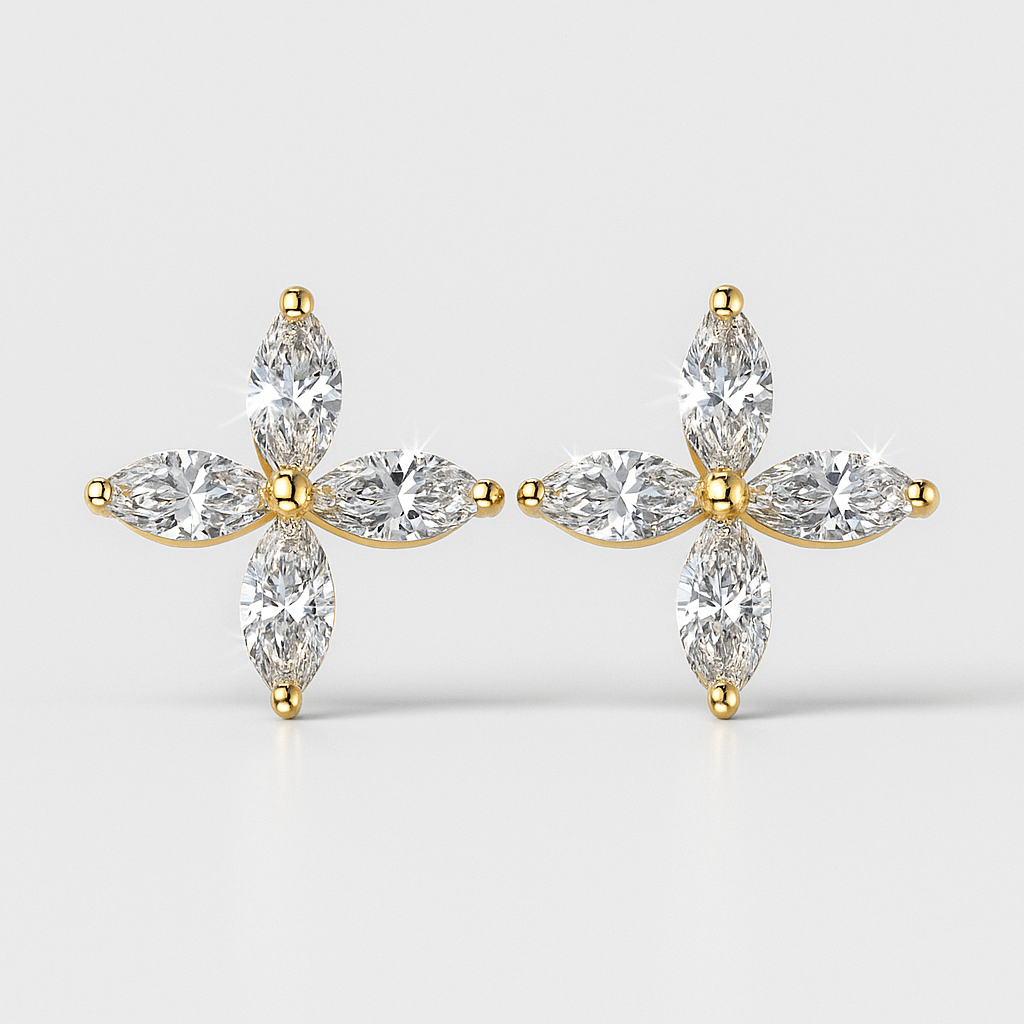 floral marquise cut diamond earrings